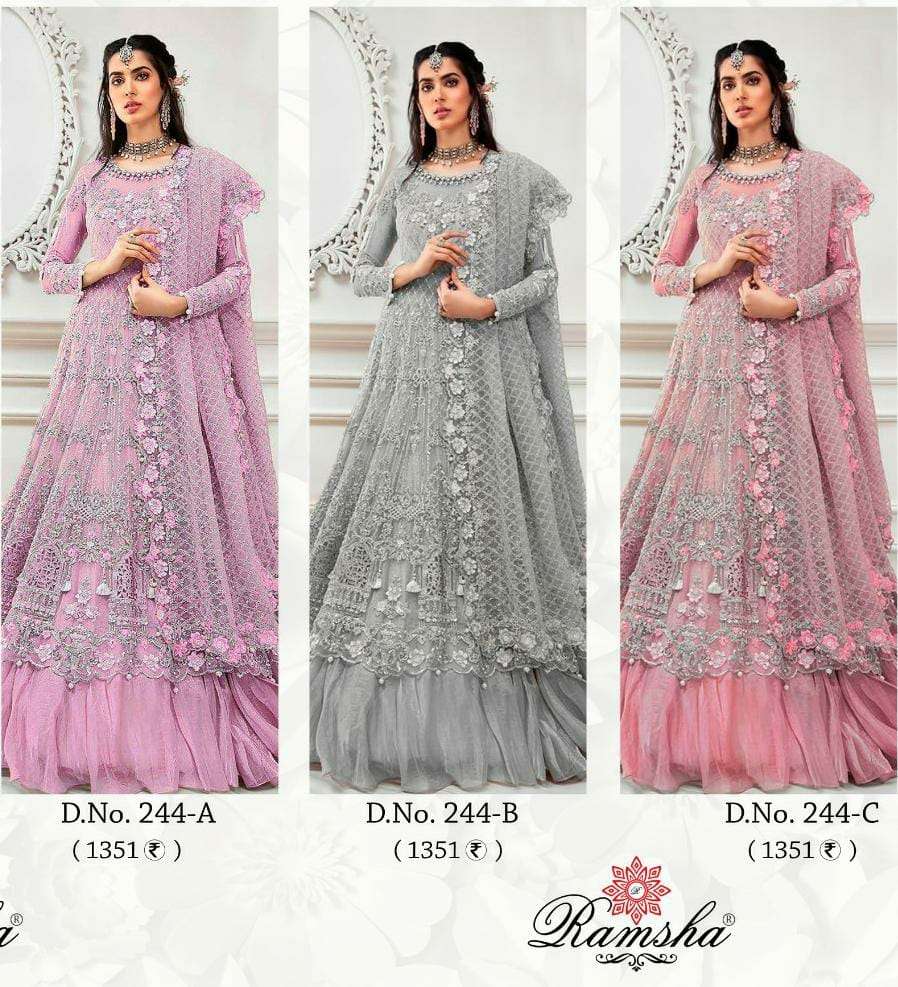 PAKISTANI SUITS LAUNCHES RAMSHA BUTTERFLY NET HEAVY EMBROIDERY